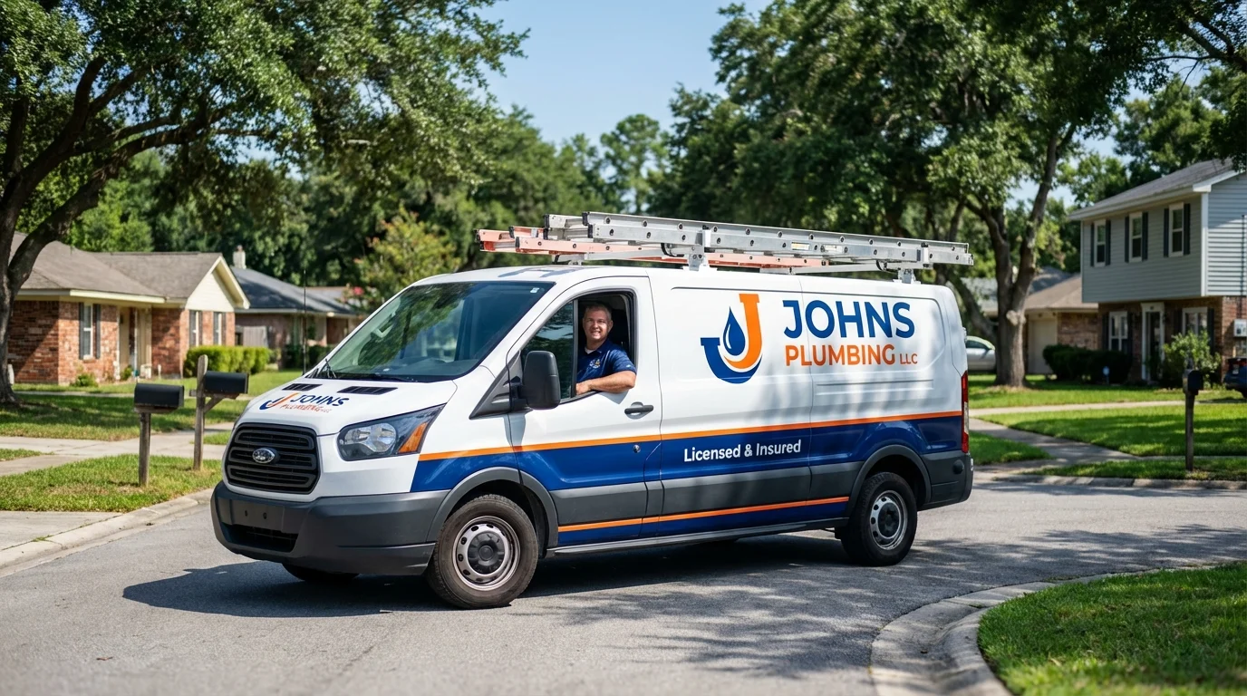 Johns Plumbing LLC service van in Christiansburg, VA